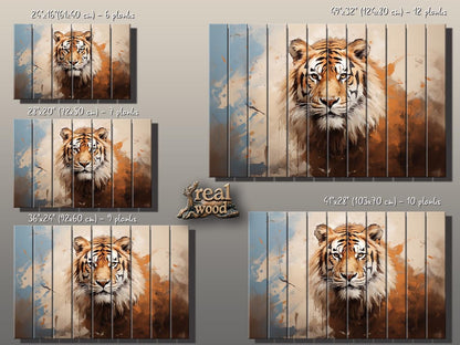 Tiger Wood Wall Art – Natural Wood Print | Abstract Tiger Print Wooden Decor