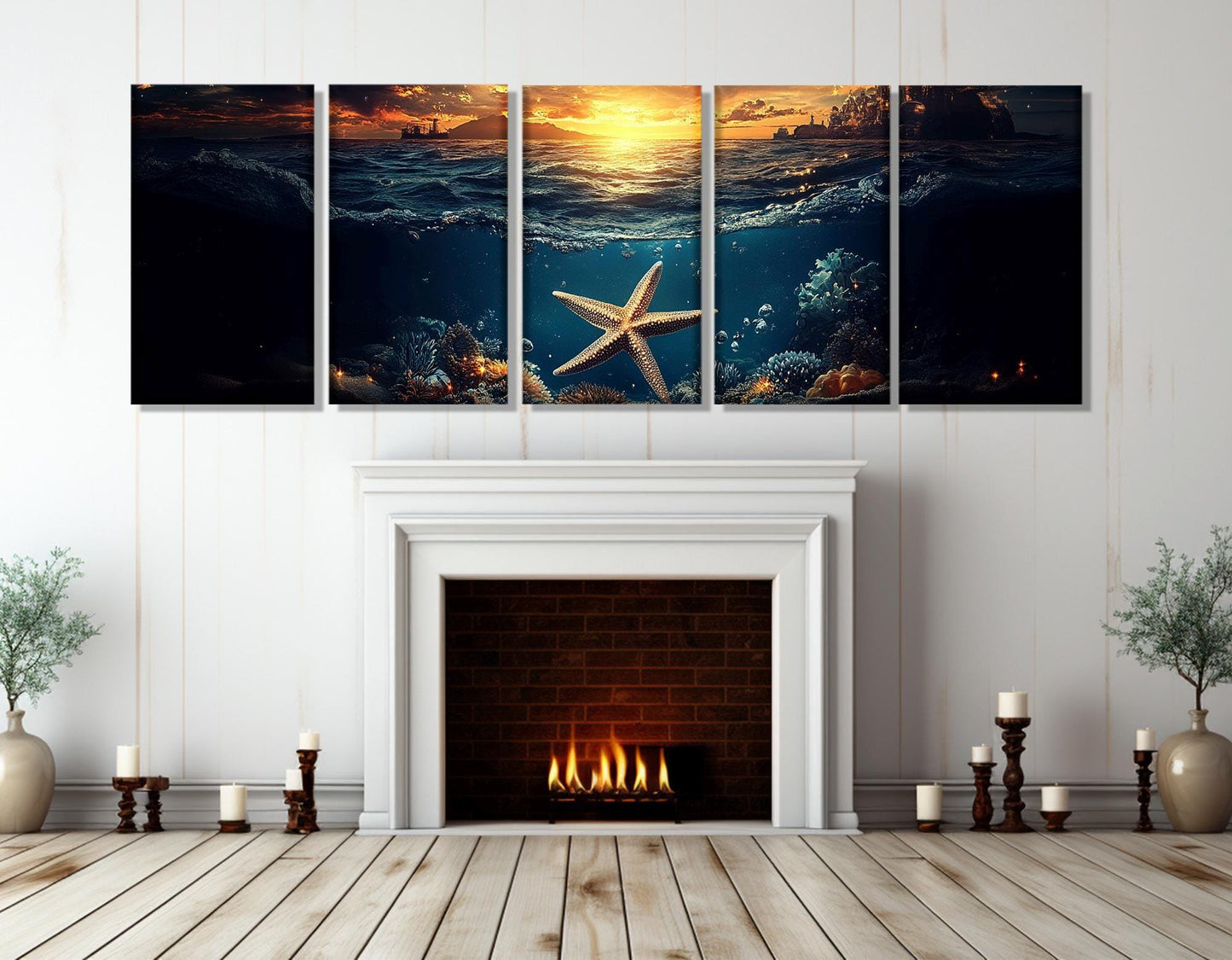 Starfish Canvas Print – Large Ocean Canvas, Underwater Wall Art, Ready to Hang