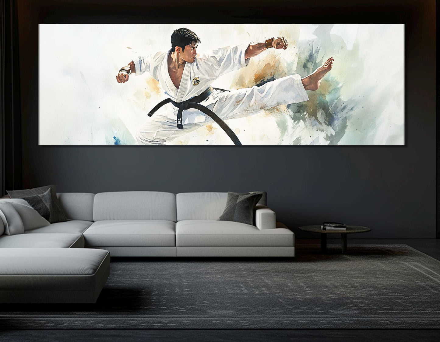 Jiu-Jitsu Watercolor Painting - Framed Cotton Canvas Print | Ready to Hang Wall Art