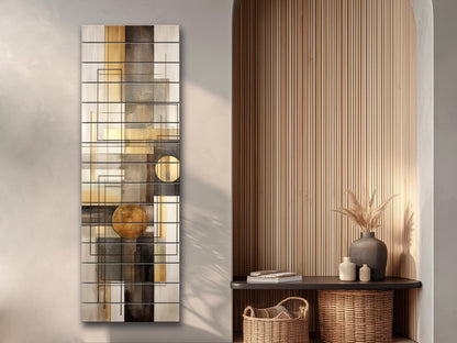 Geometric Abstract Art Print – Modern Wall Art on Natural Wood Decor