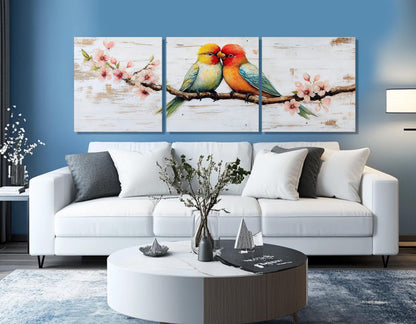 Lovebirds Canvas Print – Romantic Wall Art | Framed & Ready to Hang Bedroom Decor
