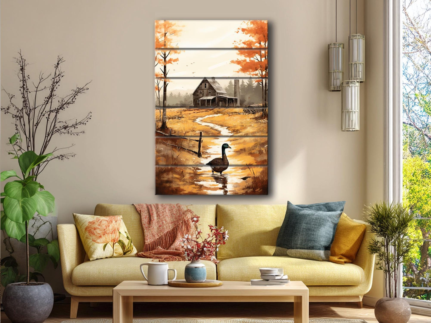 Rustic Farm Wall Art – Natural Wood Print | Farmhouse Rustic Decor
