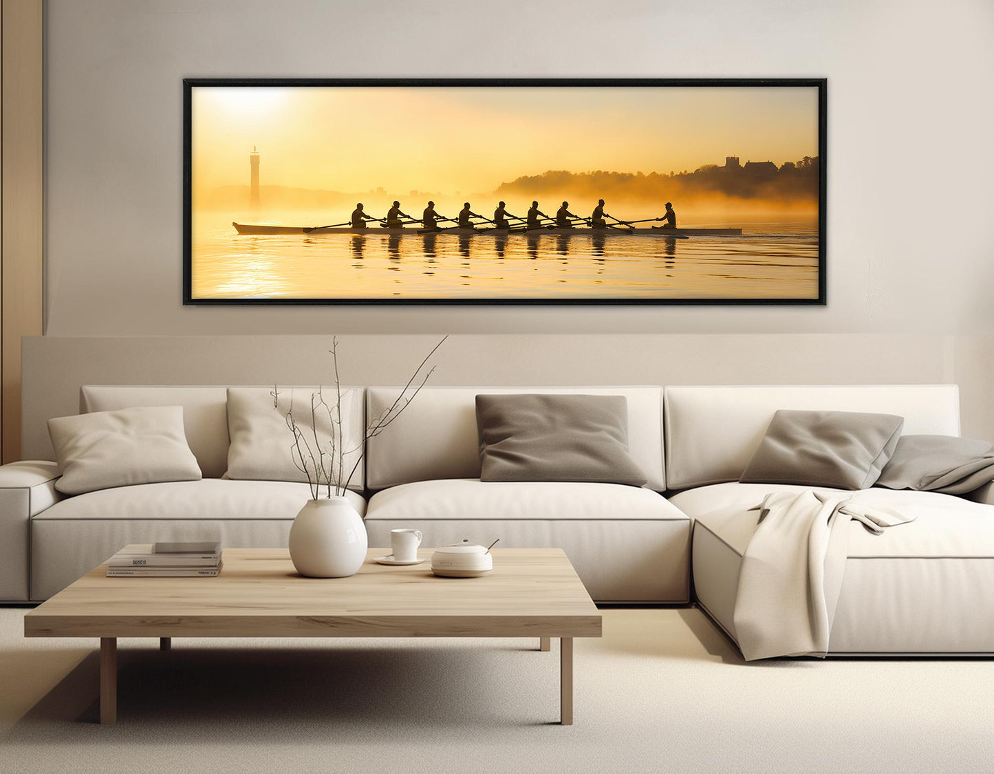Rowing Wall Art – Large Rowers Sunset Canvas | Framed Canvas Print Ready to Hang