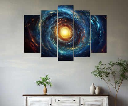 Spiral Galaxy Painting - Abstract Universe Wall Art | Framed Canvas Print, Ready to Hang
