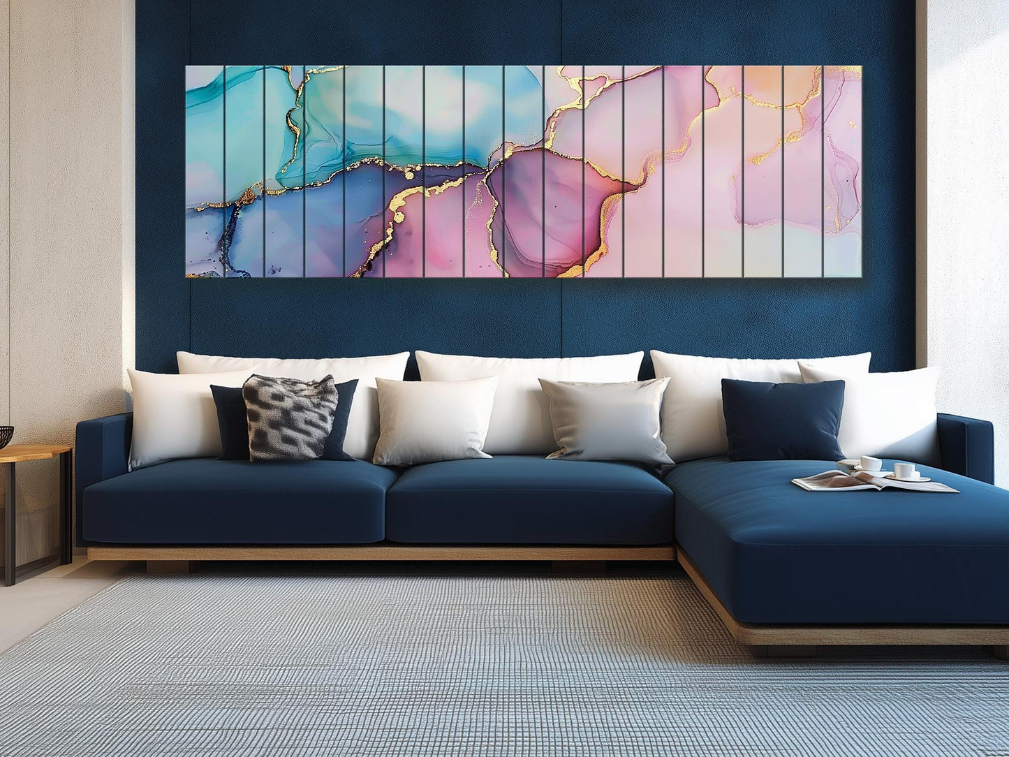Pastel Marble Wall Art - Colorful Abstract Painting on Natural Wood Print