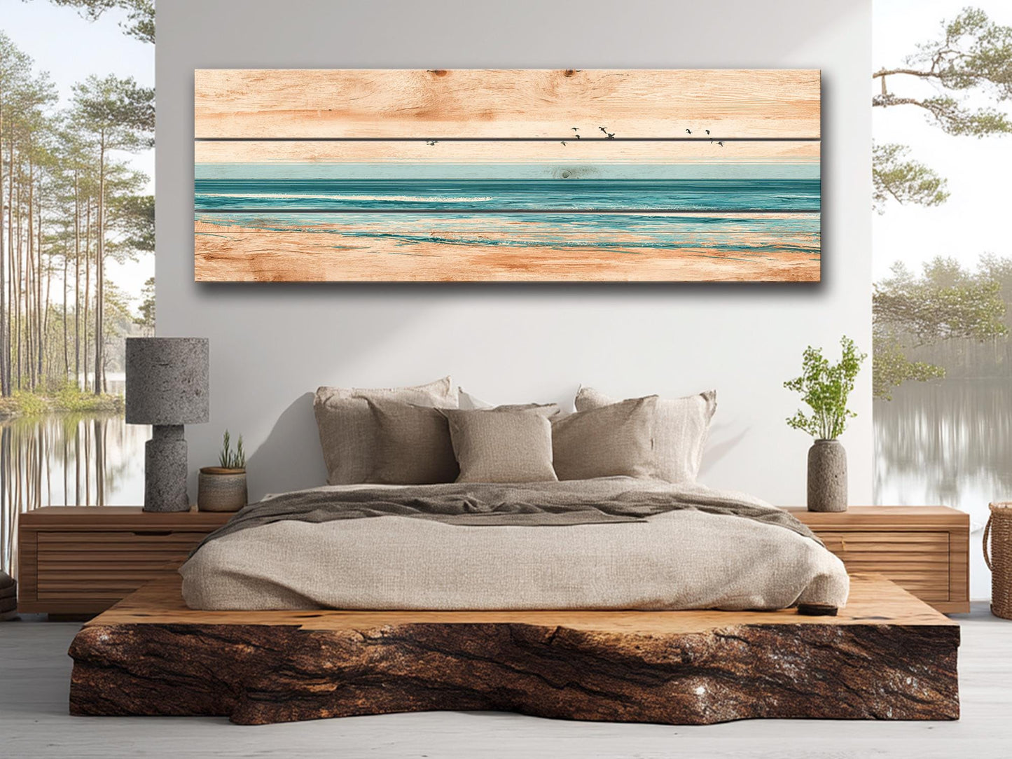 Coastal Wall Art – Pelican Art Print on UV Printed Wood for Beach House Decor