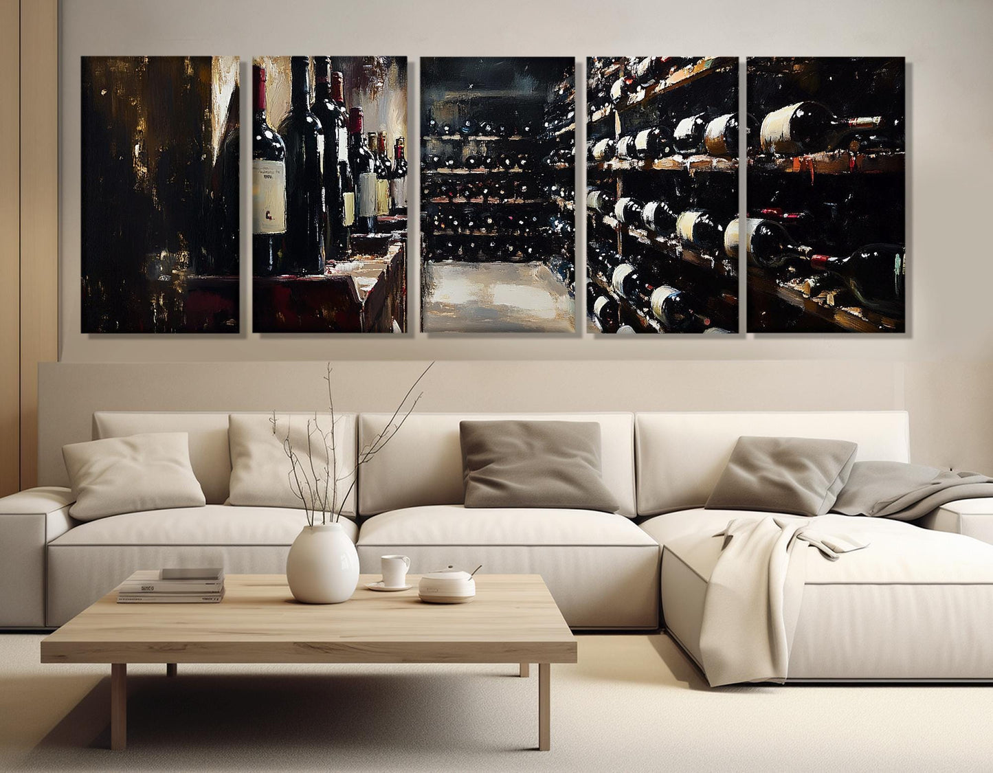 Vintage Wine Canvas | Framed Cotton Canvas Print - Panoramic Wine Wall Art