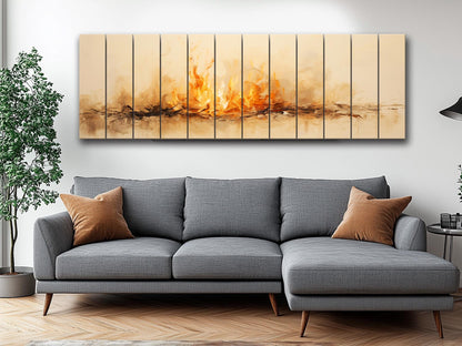 Fire Print Wood Art – Rustic Wall Decor on Natural Wood Plank Artwork