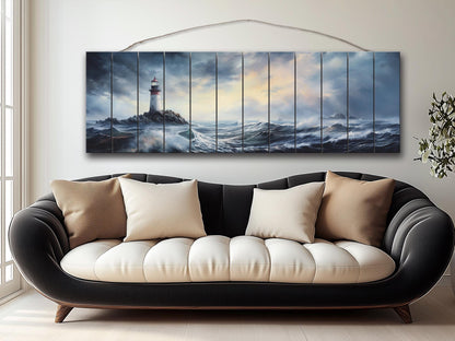 Nautical Wood Wall Art – Scenic Lighthouse Print on Wood | Coastal Home Decor
