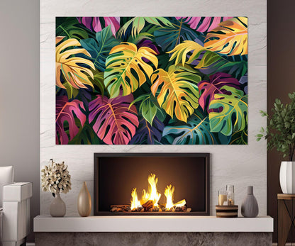 Tropical Leaves Canvas Print - Framed Cotton Canvas Artwork | Ready to Hang Wall Decor