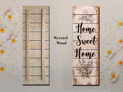 Rustic Wood Wall Art – Home Sweet Home Sign | Natural Linden Wood Plank Print