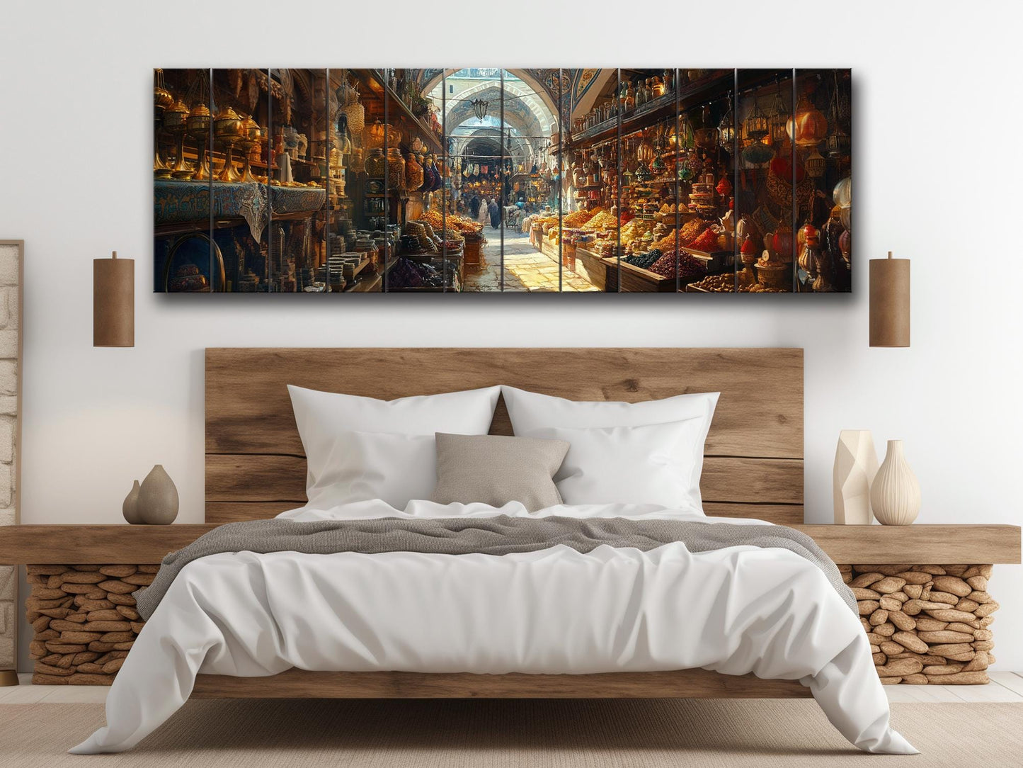 Grand Bazaar in Istanbul Painting Print On Wood - Ancient Oriental Market Decor