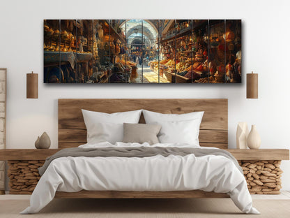 Grand Bazaar in Istanbul Painting Print On Wood - Ancient Oriental Market Decor