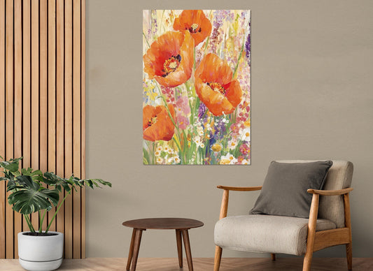 Poppy Flowers Canvas Abstract Floral Wall Art – Gallery Wrapped Cotton Print