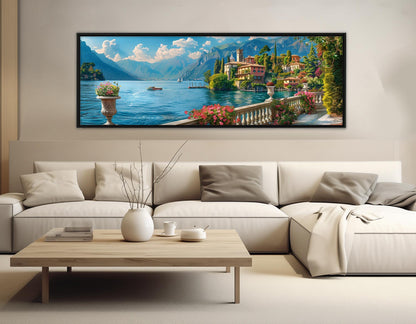 Lake Como Canvas Print – Panoramic Italy Wall Art | Framed & Ready to Hang