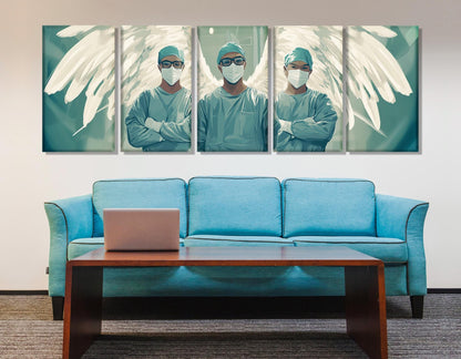 Surgeon Canvas Print – Angel Wings Painting | Framed & Ready to Hang Medical Wall Art