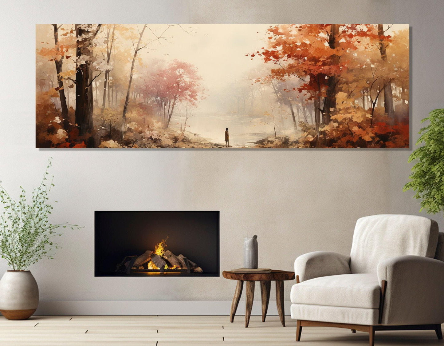 Autumn Landscape Canvas Large Canvas Painting – Abstract Forest Print, Ready to Hang Art