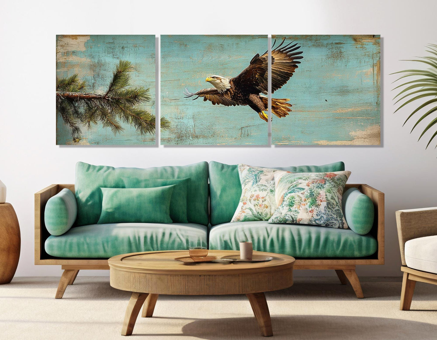 American Bald Eagle Canvas - Rustic Eagle Wall Art | Framed Canvas Print Ready to Hang