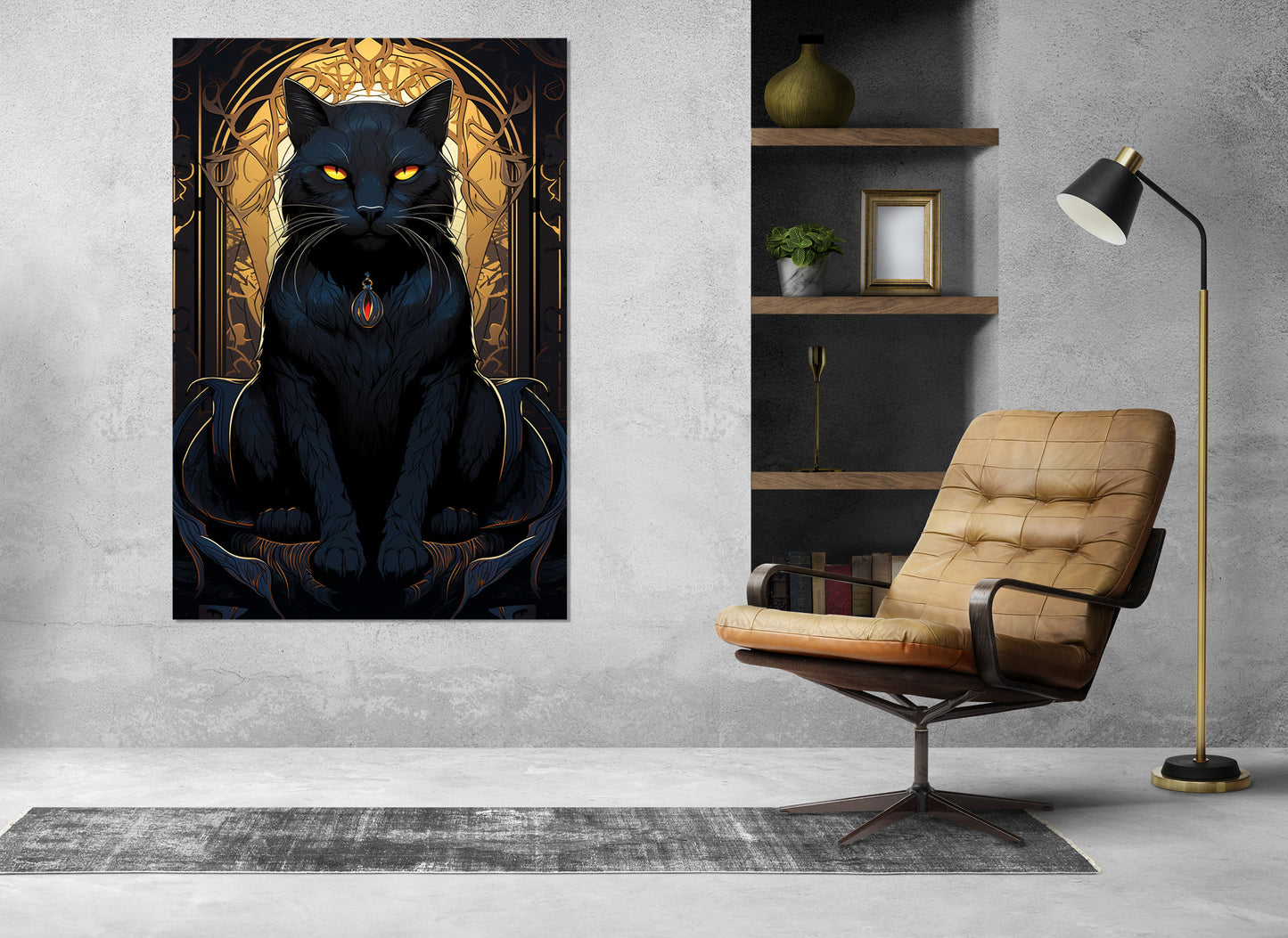 Black Cat Canvas Print – Mystical Wall Art | Framed Cotton Gallery Wrapped Canvas
