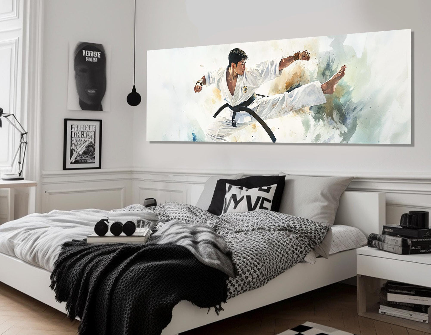 Jiu-Jitsu Watercolor Painting - Framed Cotton Canvas Print | Ready to Hang Wall Art