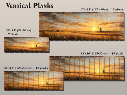 Wood Wall Art - Rustic Sunset Cornfield Painting | Natural Wood Decor, Farmhouse Style