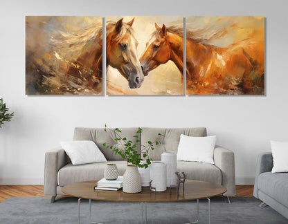 Horses Canvas Print - Romantic Horse Art | Framed Painting on Cotton Canvas