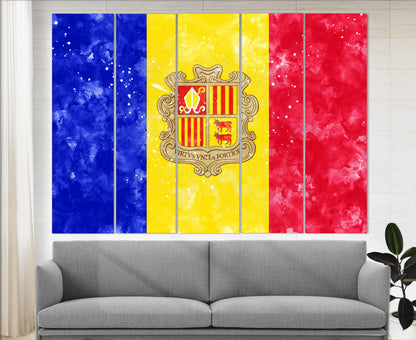 Andorra Flag Canvas | Andorra Wall Art - Framed Ready To Hang Cotton Print