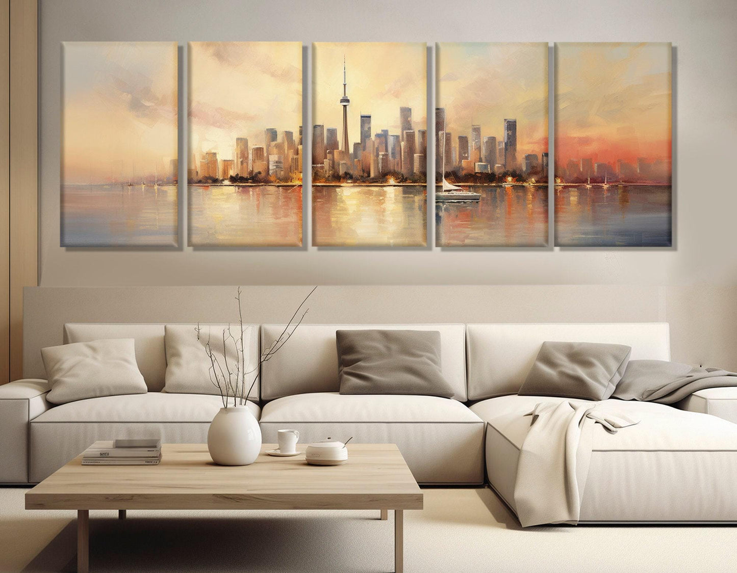 Toronto Wall Art – Abstract City Painting on Gallery Wrapped Canvas, Ready to Hang
