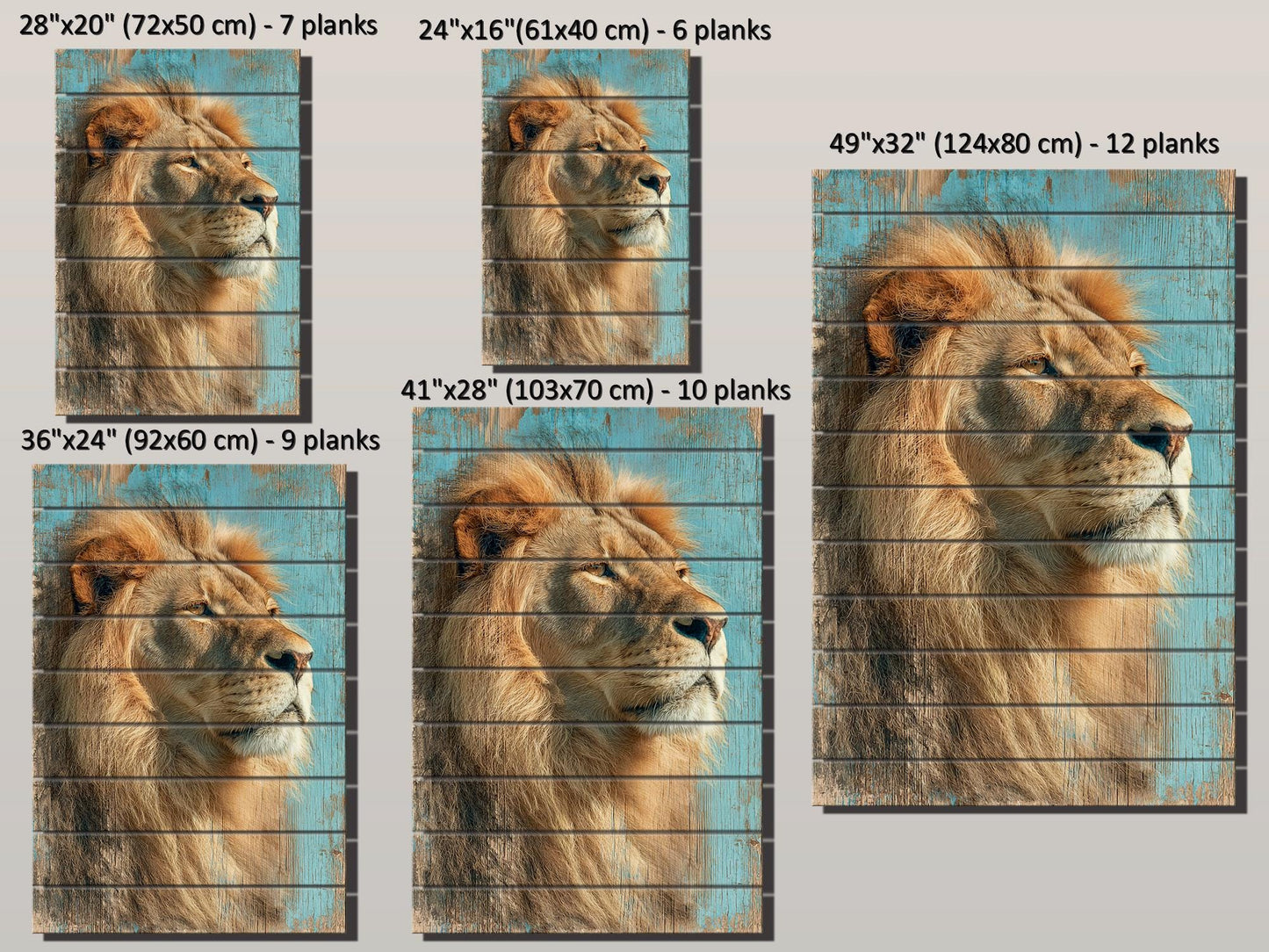 Wood Wall Art – Majestic Lion Wood Print | Rustic Wildlife Wall Decor