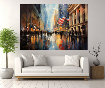 Wall Street Canvas Print - New York Wall Art | Framed Cotton Canvas Ready to Hang