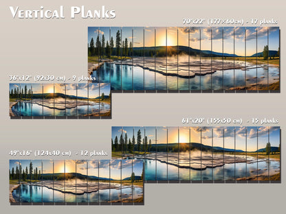 Yellowstone Wood Wall Art – Rustic Scenic Wood Painting with Natural Grain