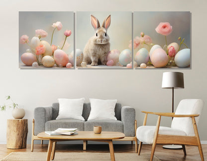 Easter Bunny Canvas Print – Cute Rabbit Wall Art | Nursery Canvas Decor, Framed Ready to Hang
