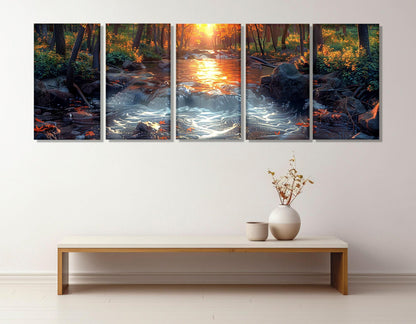 Sunset River Canvas - Large Scenic River Artwork | Framed Canvas Art Ready to Hang