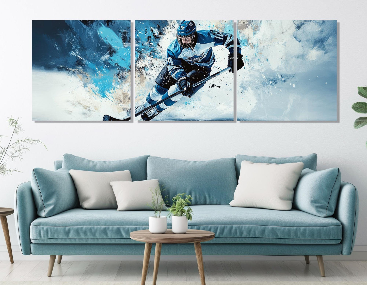 Ice Hockey Canvas Print - Framed, Ready to Hang | Sports Bar Wall Art Decor