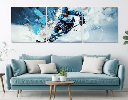 Ice Hockey Canvas Print - Framed, Ready to Hang | Sports Bar Wall Art Decor