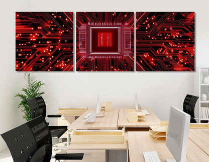 Technology Wall Art – Microchip Canvas Print | Minimalist Tech Art on Cotton Canvas