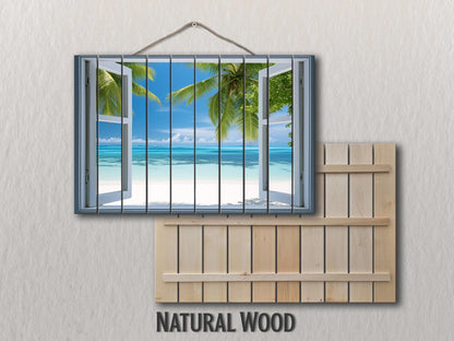 Wood Wall Art – Maldives Beach Print on Wood | Tropical Wooden Wall Decor