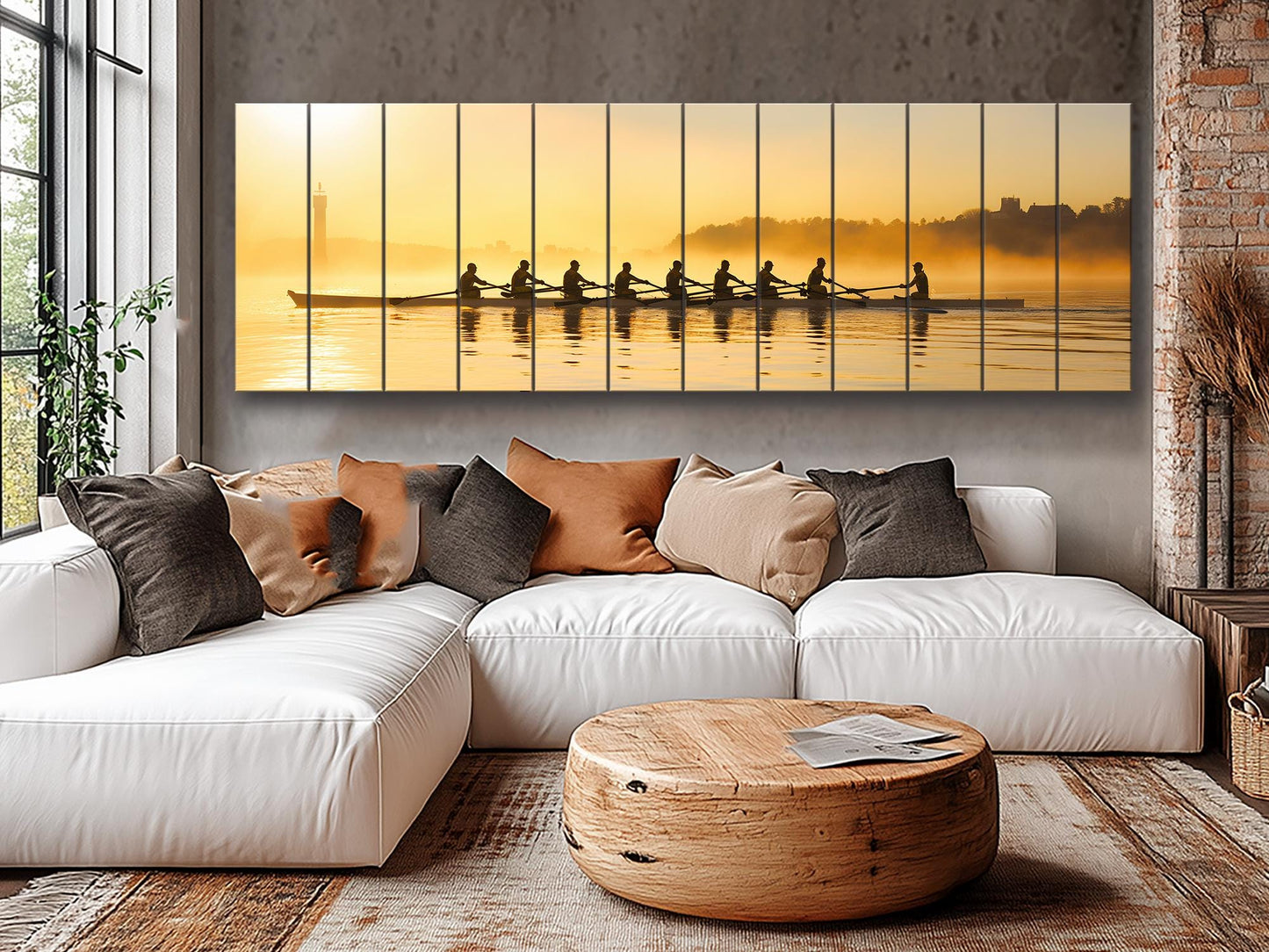 Rowing Wood Wall Art – Natural Wood Print Boating Art | Unique Rower Gift