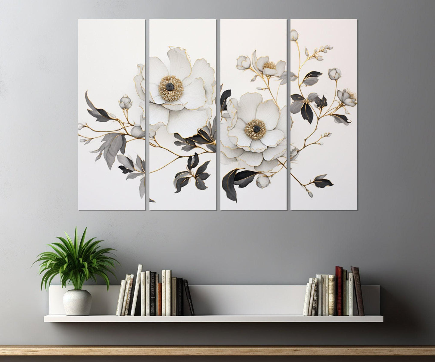 Minimalist Flower Canvas - Floral Wall Decor | Framed Canvas Print Ready to Hang