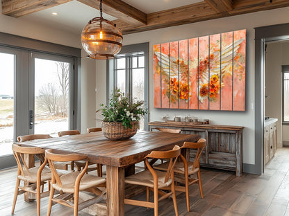 Wood Wall Art – Angel Wings Painting on Wood Planks | Rustic Religious Decor