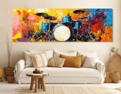 Large Drums Set Canvas Print, Music Wall Art, Drummer Gift, Drums Wall Art, Drums Painting, Framed and Ready to Hang