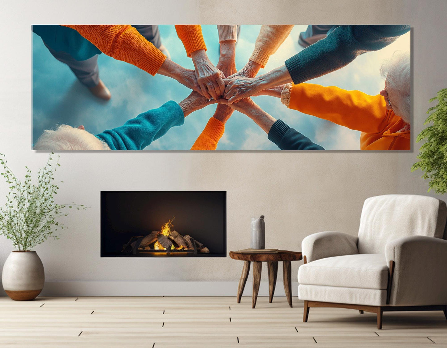 Hope Wall Art – Old People Handshake Canvas | Hospital Wall Decor, Ready to Hang
