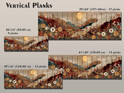 Wildflower Wood Art – Rustic Wall Decor | Botanical Landscape Print on Wood