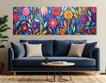 Botanical Canvas Print – Large Floral Wall Decor | Framed, Ready to Hang Art