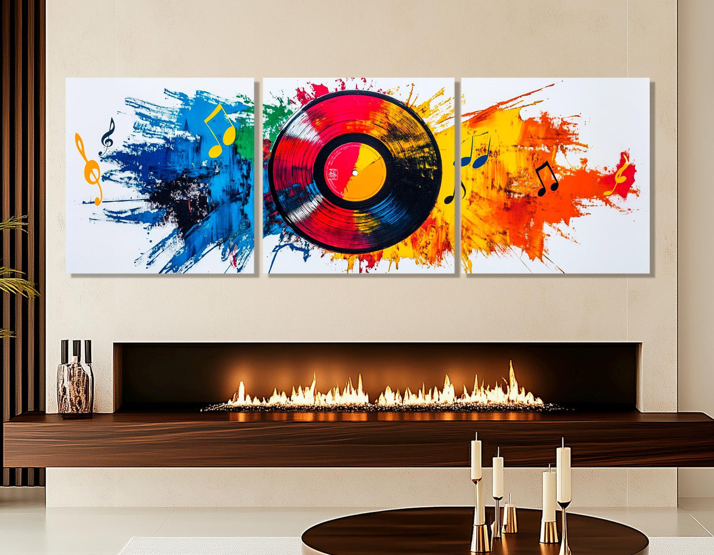 Phonograph Record Canvas Abstract Music Wall Art – Framed Canvas Print Ready to Hang