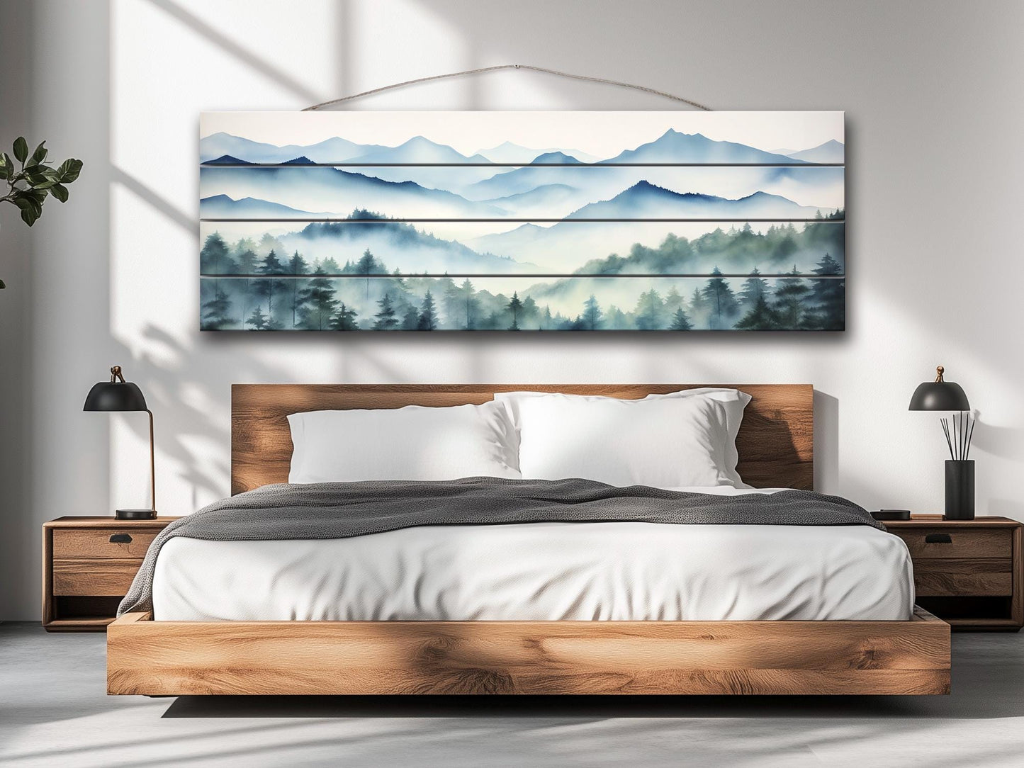 Misty Forest  Print On Natural Wood - Nature Wall Art