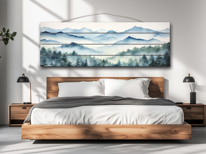 Misty Forest  Print On Natural Wood - Nature Wall Art