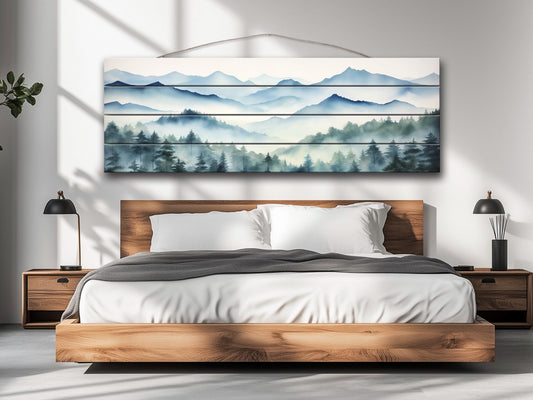 Misty Forest  Print On Natural Wood - Nature Wall Art
