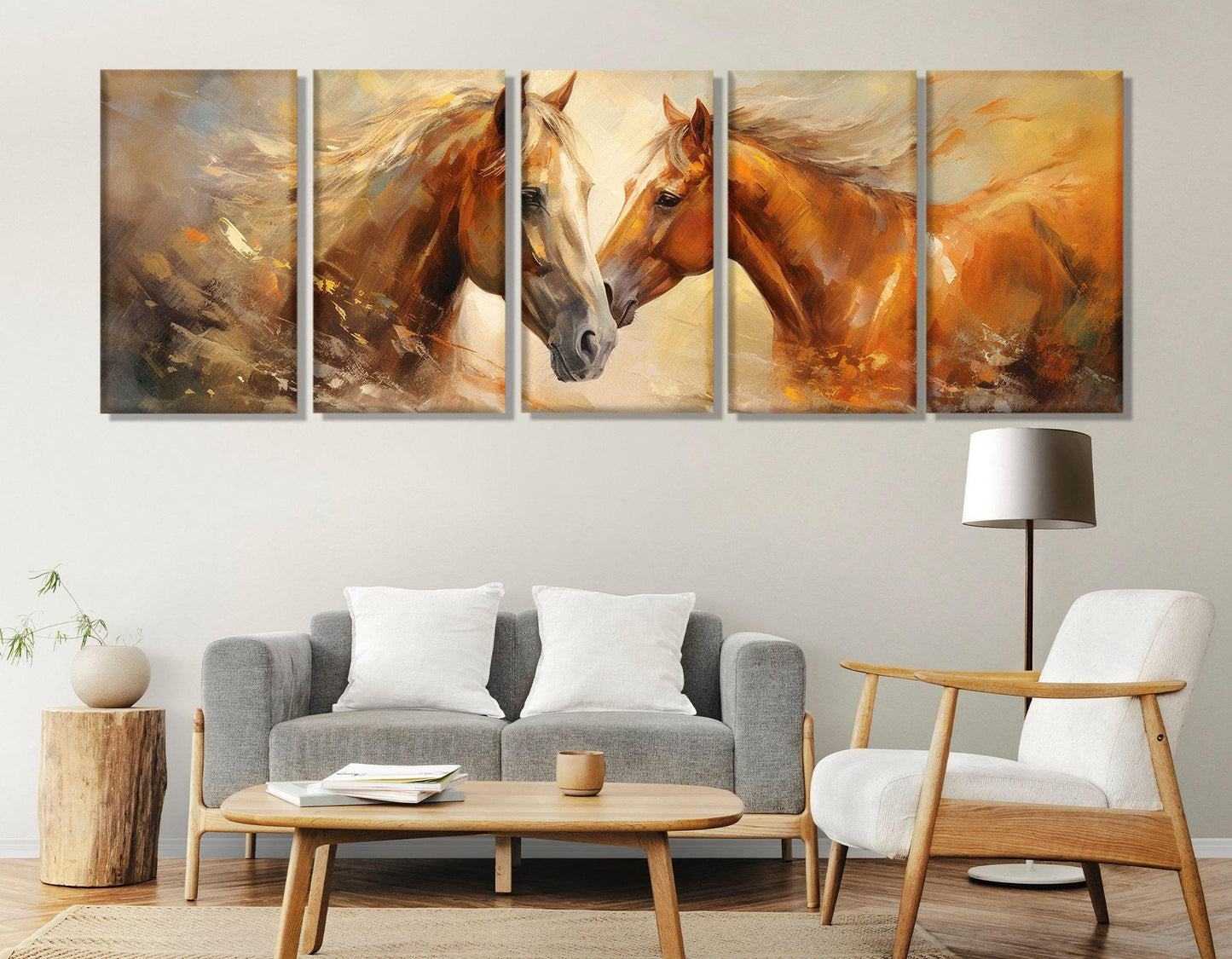 Horses Canvas Print - Romantic Horse Art | Framed Painting on Cotton Canvas