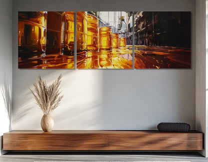 Petrol Factory Canvas Print – Framed Cotton Wall Art | Industrial Oil Production Decor
